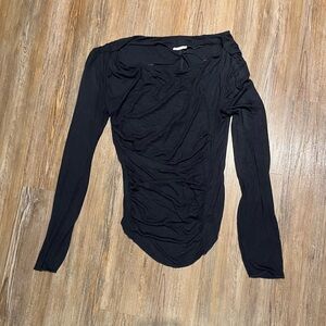 FREE PEOPLE plain black shirt ruffled on side